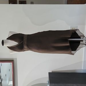 NWT Laundry by Shelli Segal SZ4 olive &lwith gold sequins & beading trim